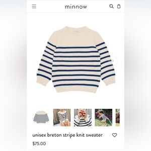 Minnow Cream and Blue Breton Stripe Knit Sweater